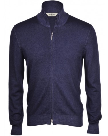 Cardigan zip blue Gran Sasso